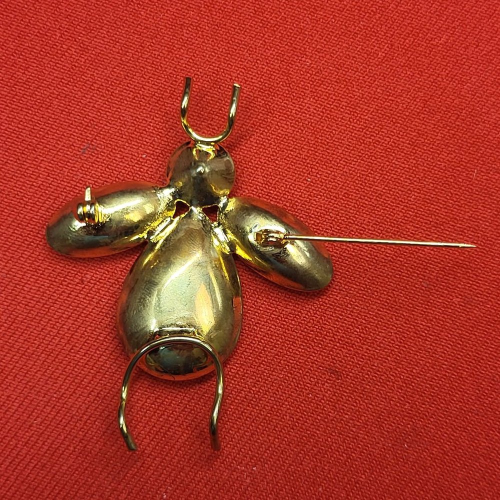 VTG Bee Brooch Lucite Citrine Topaz Orange Golden Yellow Faceted Large Insect Cr - Picture 6 of 12